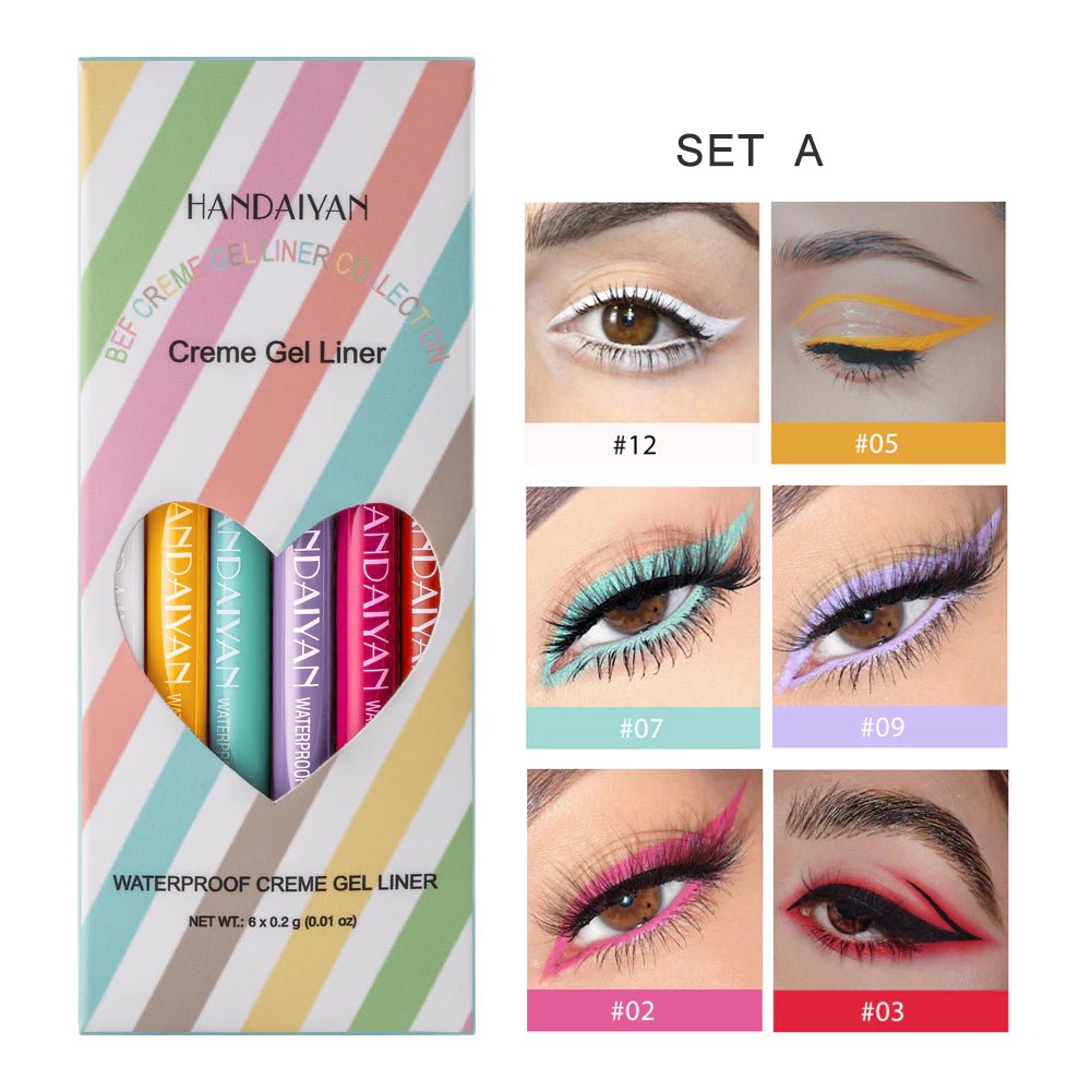 Conjunto de 6 Delineadores Gel | À Prova D'água - Luna Fashion Style -