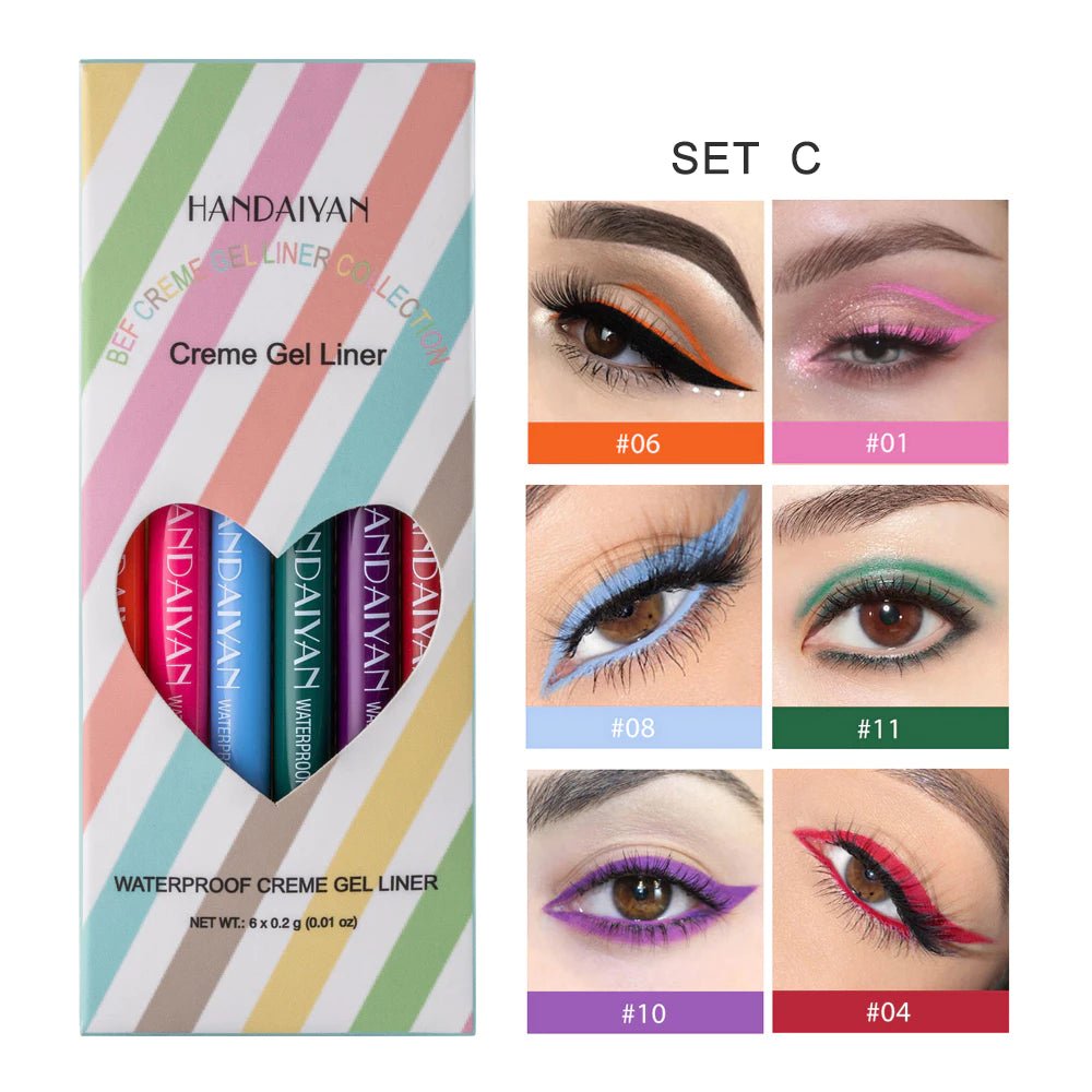 Conjunto de 6 Delineadores Gel | À Prova D'água - Luna Fashion Style -