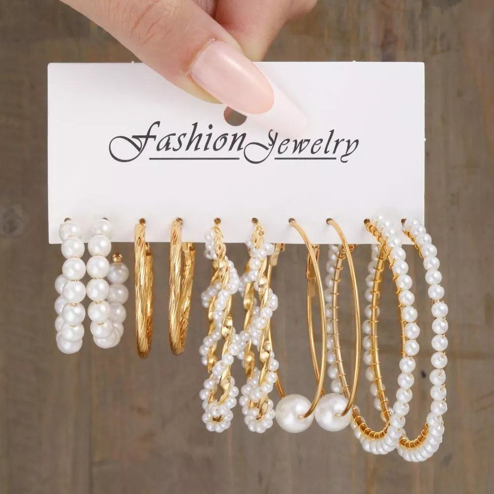 Conjunto de Brincos Retrô Ouro Hipoalergênicos - Luna Fashion Style -