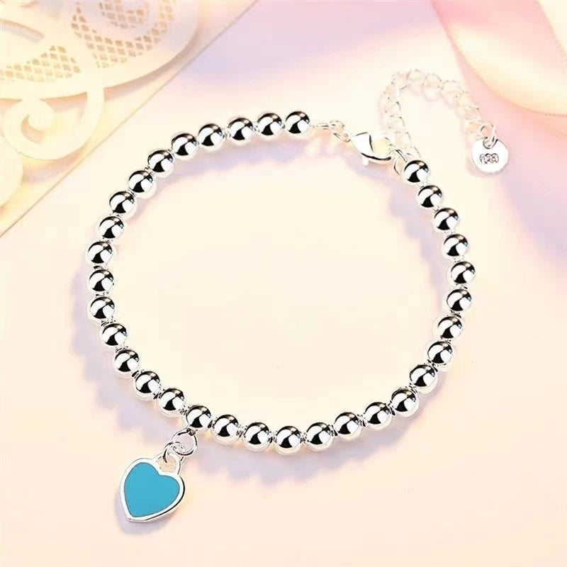 Colar Love Essence - Coração Duplo Azul em Prata 925