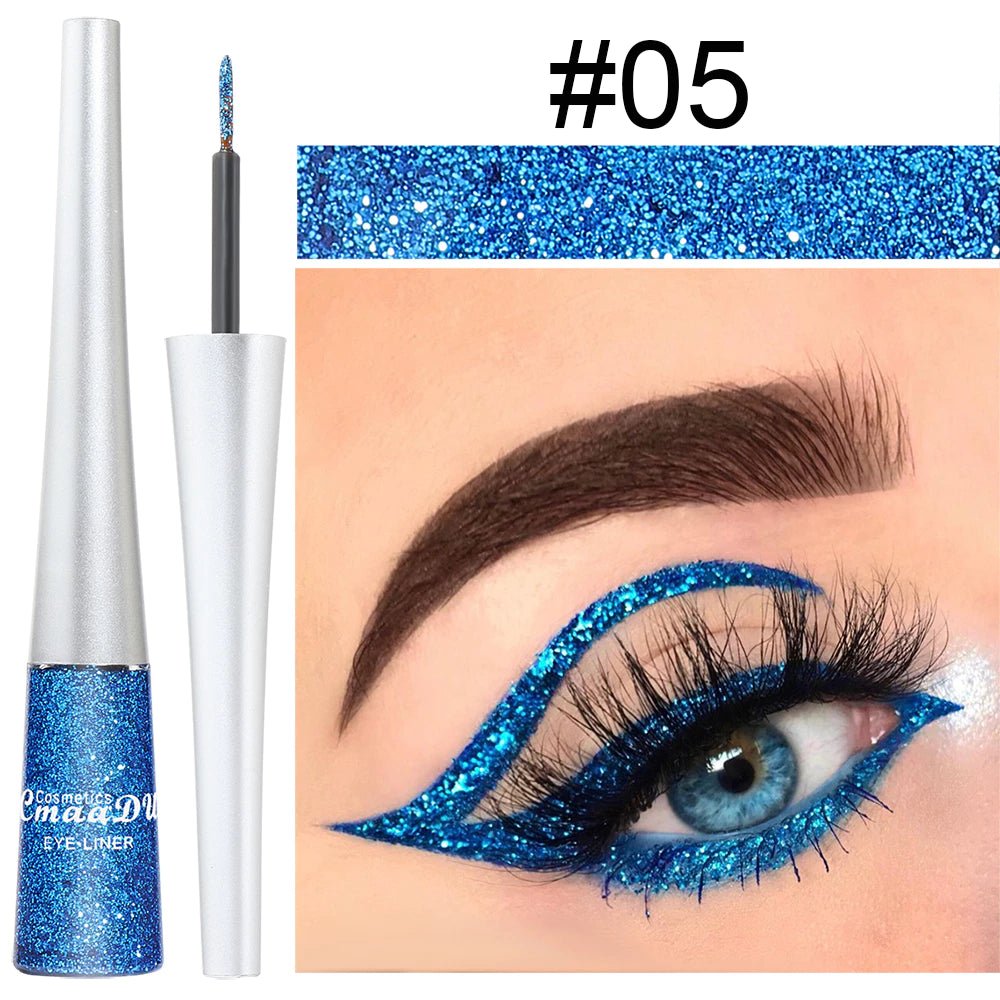 Delineador c/ Glitter 16 Cores CmaaDu | High Density Pearl Ultra Brilhante - Luna Fashion Style -