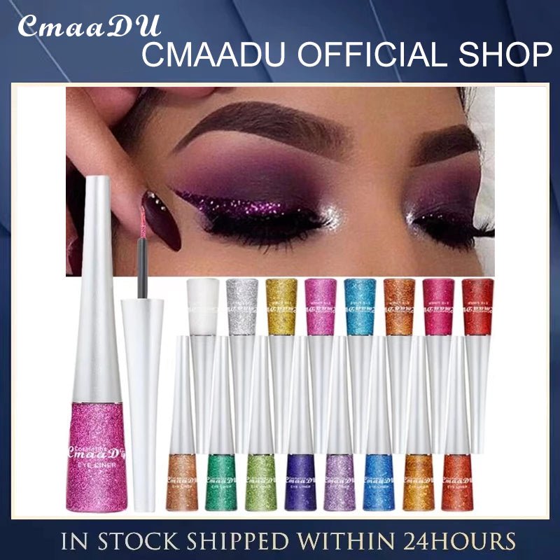 Delineador c/ Glitter 16 Cores CmaaDu | High Density Pearl Ultra Brilhante - Luna Fashion Style -