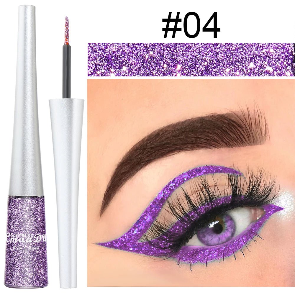 Delineador c/ Glitter 16 Cores CmaaDu | High Density Pearl Ultra Brilhante - Luna Fashion Style -