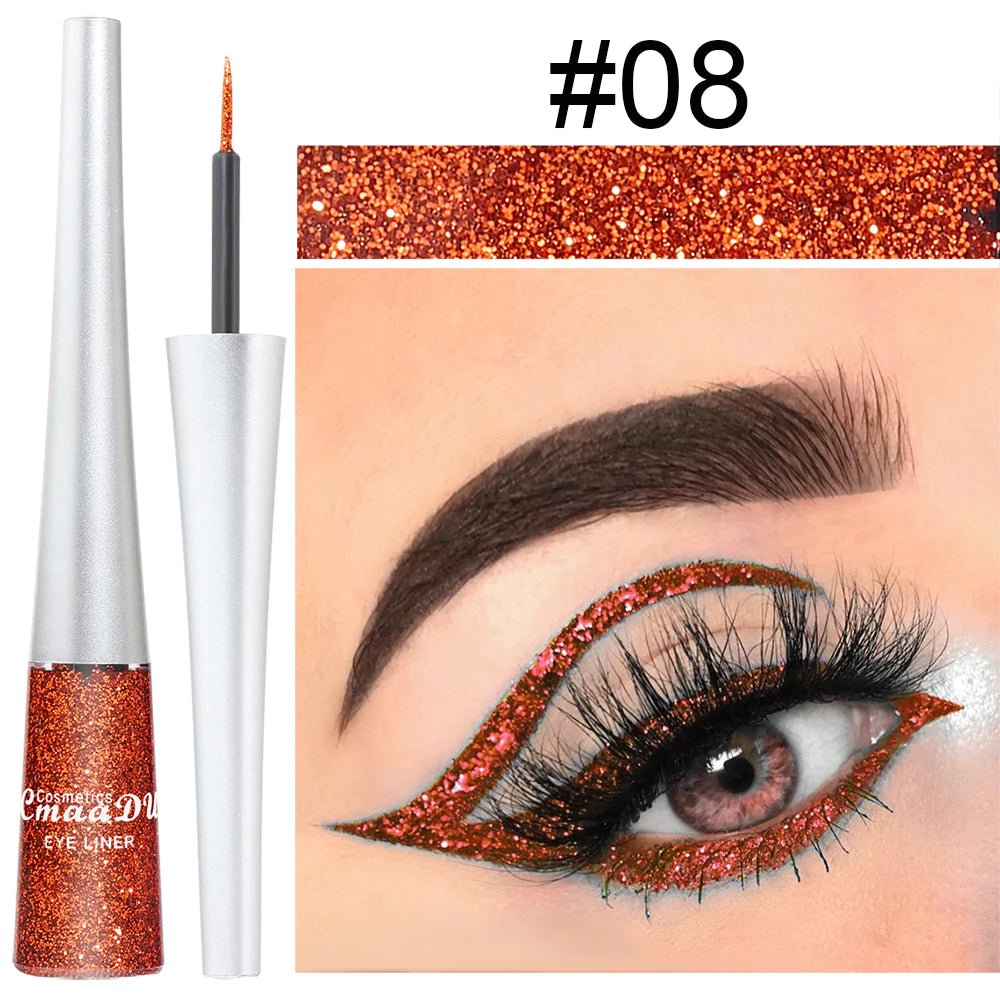 Delineador c/ Glitter 16 Cores CmaaDu | High Density Pearl Ultra Brilhante - Luna Fashion Style -