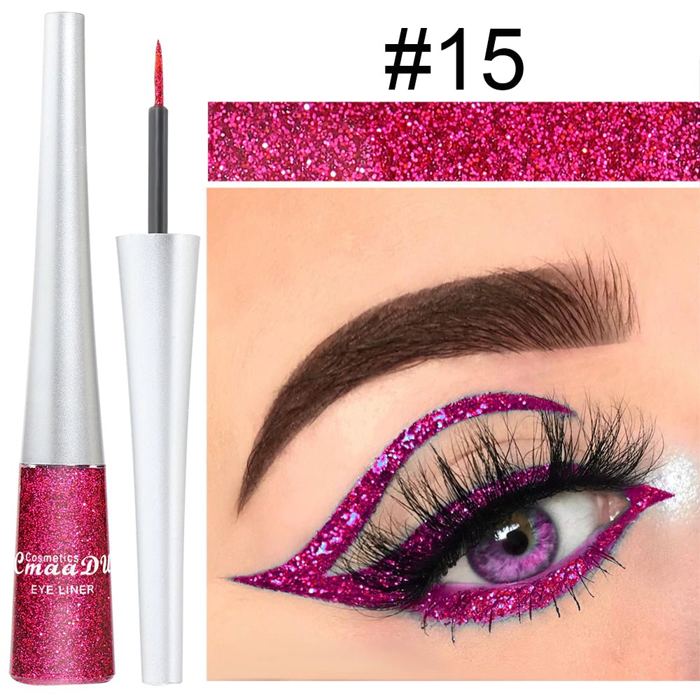 Delineador c/ Glitter 16 Cores CmaaDu | High Density Pearl Ultra Brilhante - Luna Fashion Style -