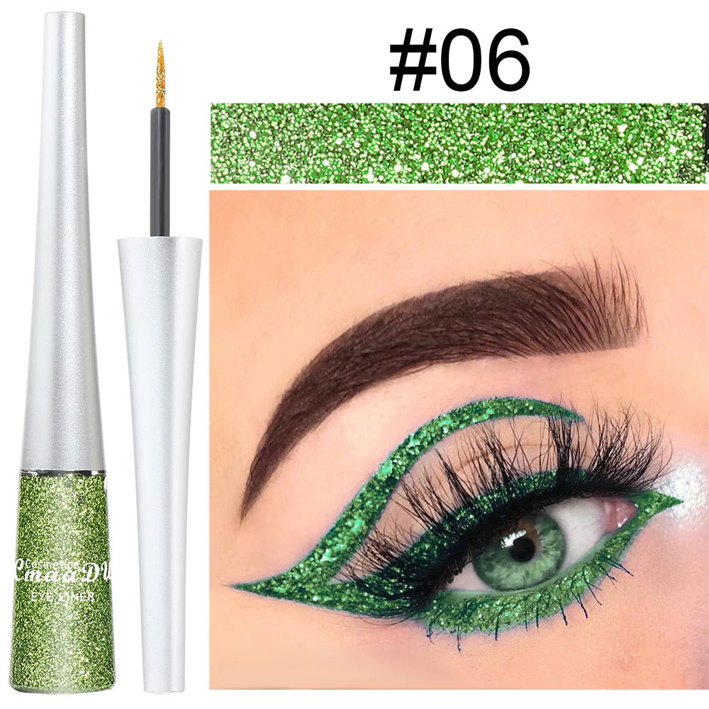 Delineador c/ Glitter 16 Cores CmaaDu | High Density Pearl Ultra Brilhante - Luna Fashion Style -