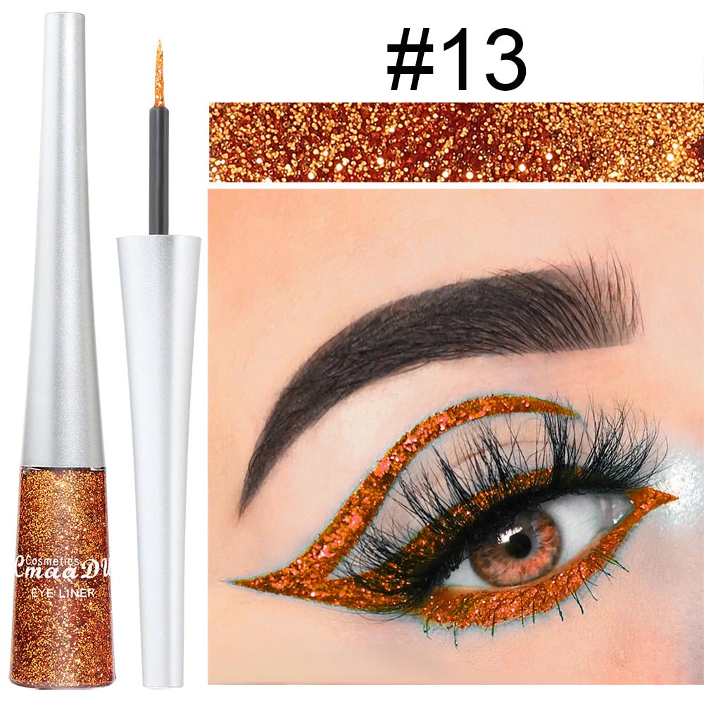Delineador c/ Glitter 16 Cores CmaaDu | High Density Pearl Ultra Brilhante - Luna Fashion Style -