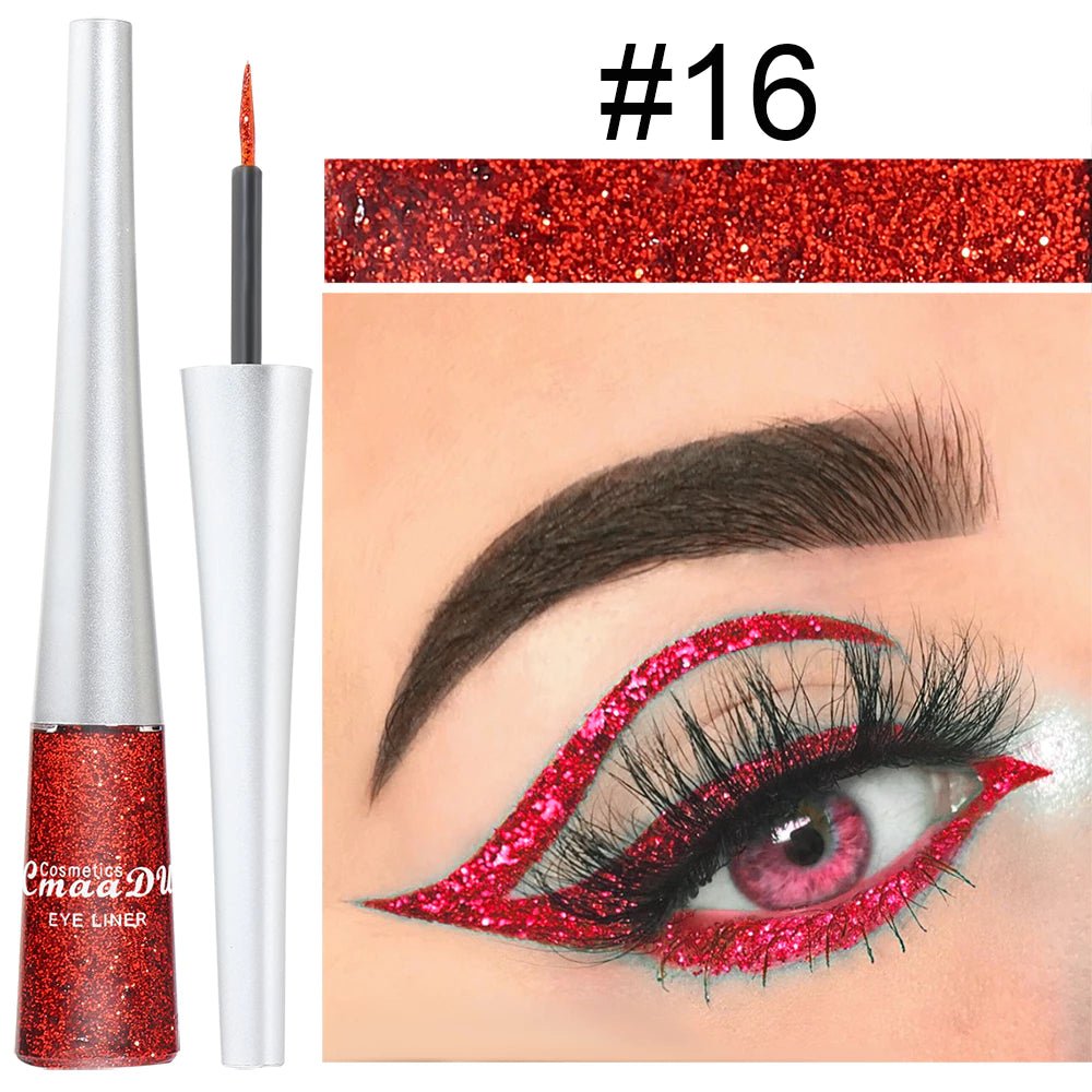 Delineador c/ Glitter 16 Cores CmaaDu | High Density Pearl Ultra Brilhante - Luna Fashion Style -