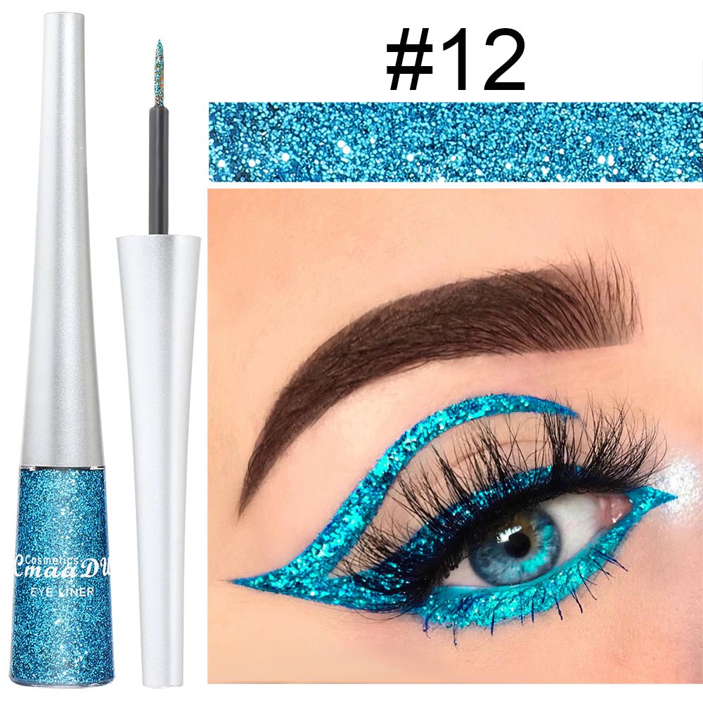 Delineador c/ Glitter 16 Cores CmaaDu | High Density Pearl Ultra Brilhante - Luna Fashion Style -