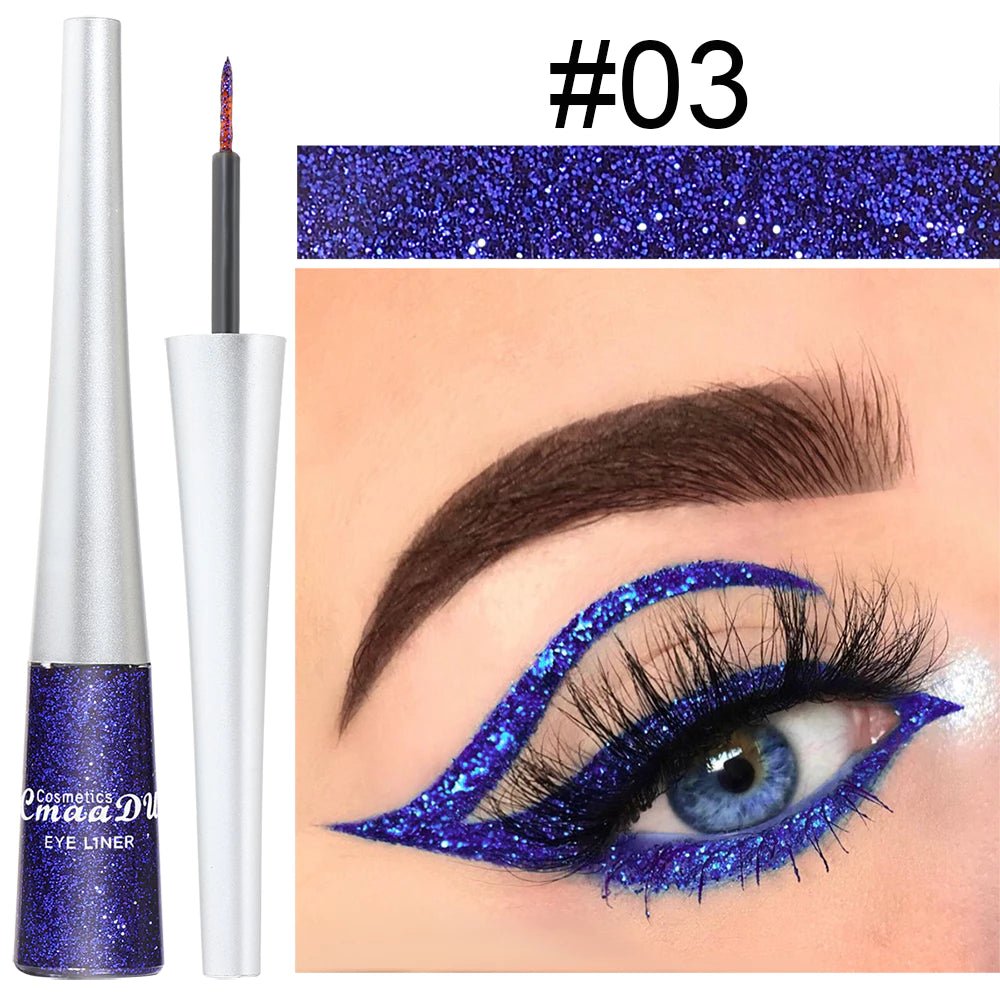 Delineador c/ Glitter 16 Cores CmaaDu | High Density Pearl Ultra Brilhante - Luna Fashion Style -