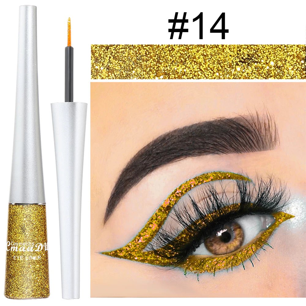 Delineador c/ Glitter 16 Cores CmaaDu | High Density Pearl Ultra Brilhante - Luna Fashion Style -