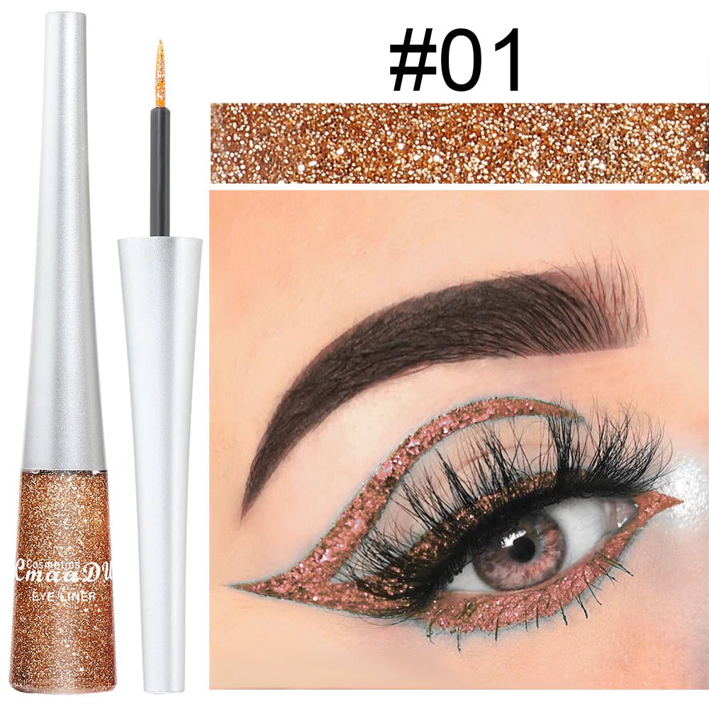 Delineador c/ Glitter 16 Cores CmaaDu | High Density Pearl Ultra Brilhante - Luna Fashion Style -