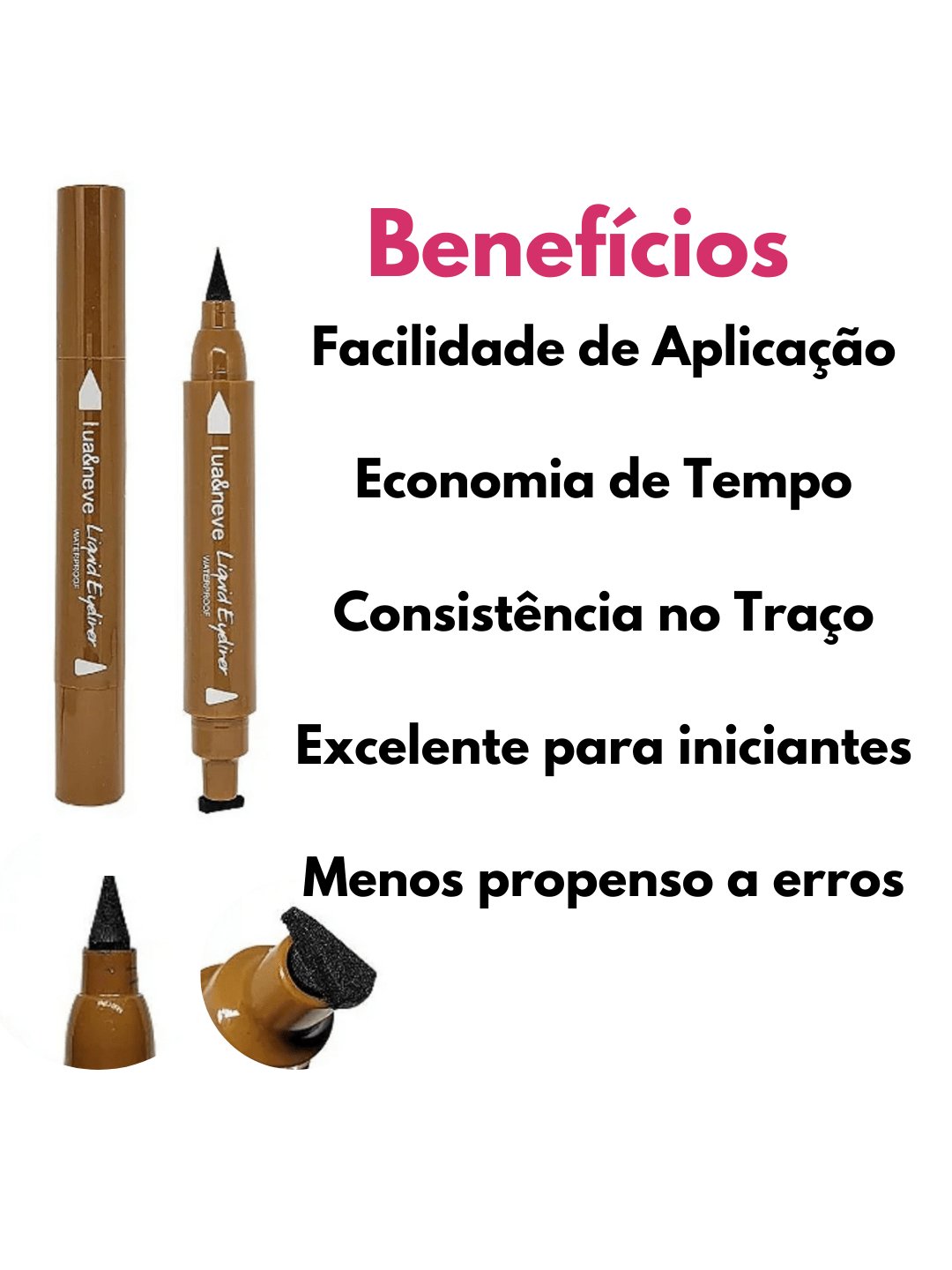 Delineador Caneta Carimbo Gatinho + Ponta Fina a Prova dagua 2 em 1 - Luna Fashion Style -