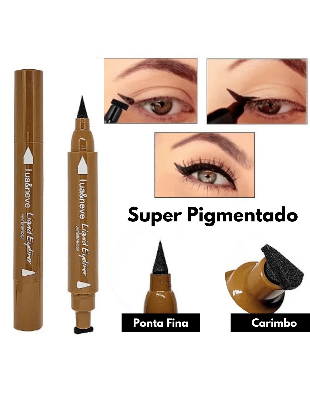 Delineador Caneta Carimbo Gatinho + Ponta Fina a Prova dagua 2 em 1 - Luna Fashion Style -