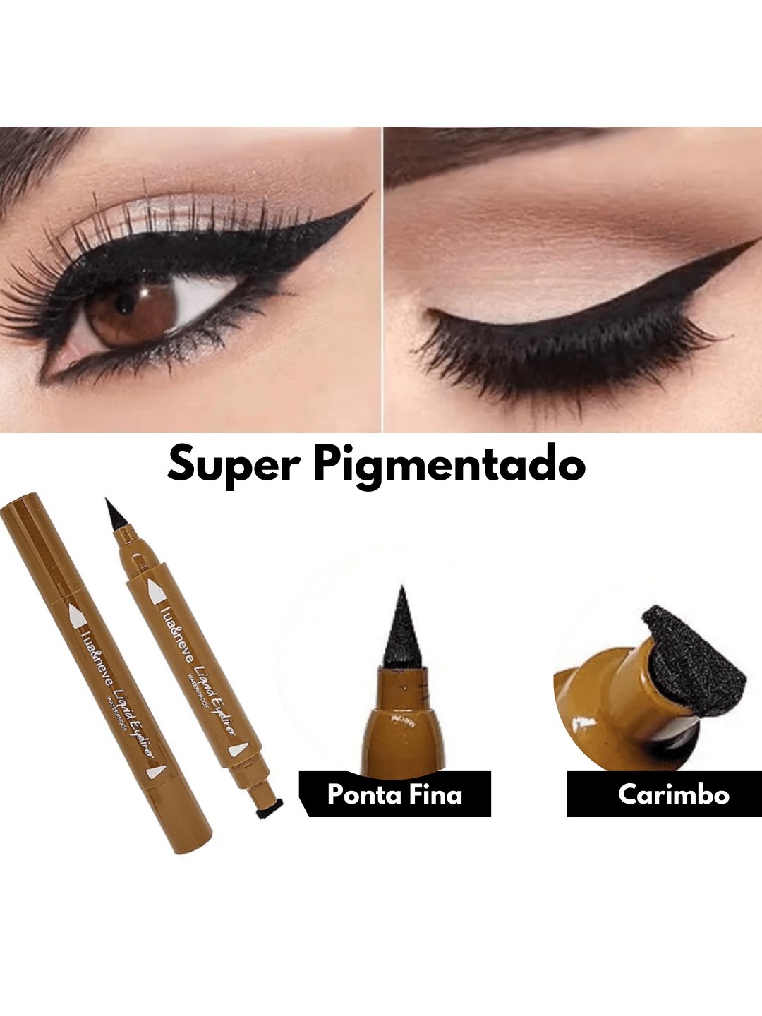 Delineador Caneta Carimbo Gatinho + Ponta Fina a Prova dagua 2 em 1 - Luna Fashion Style -