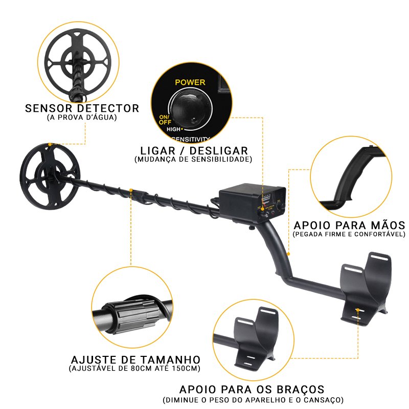 Detector Magnético Profissional de Metais e Pedras Preciosas - Luna Fashion Style - Eletrônicos