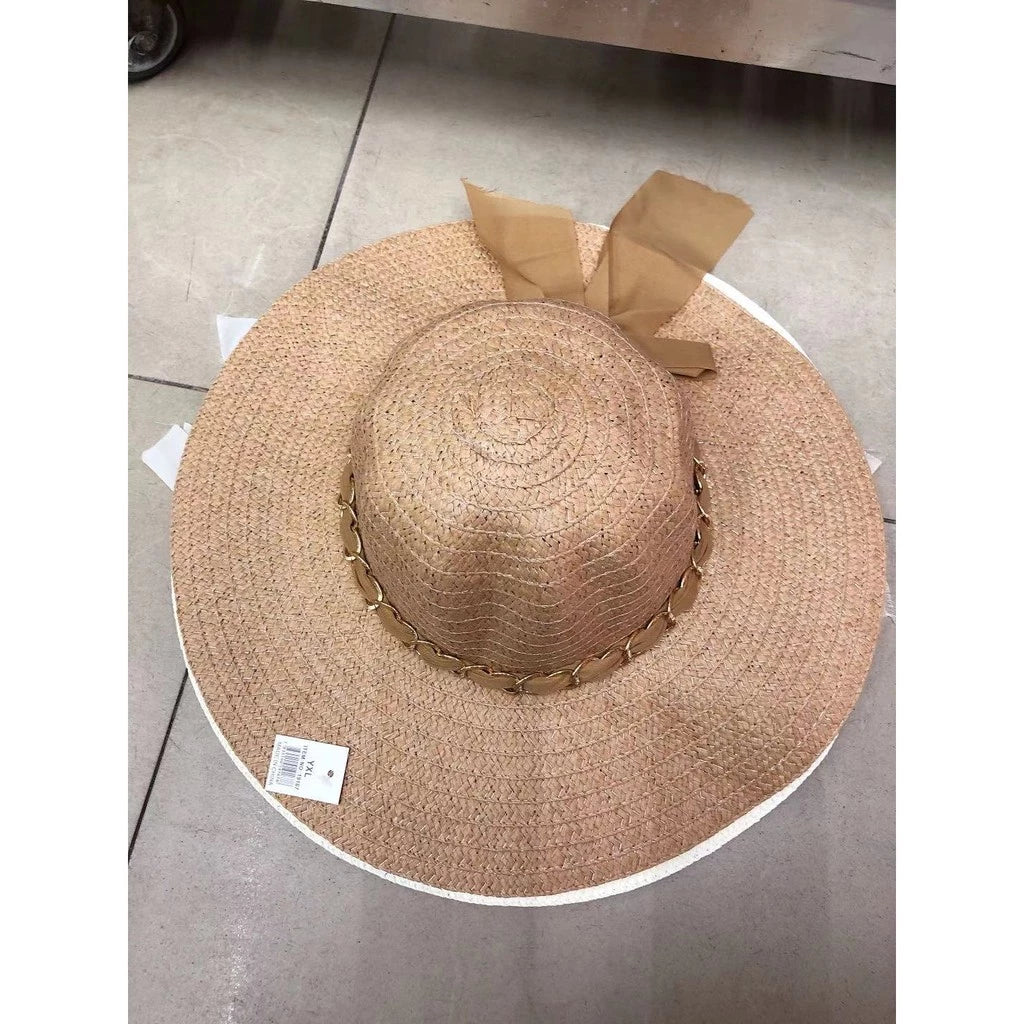 Sombrero casual o de playa con hermoso detalle de bufanda de voile / sombrero liso Sombrero de playa personalizable
