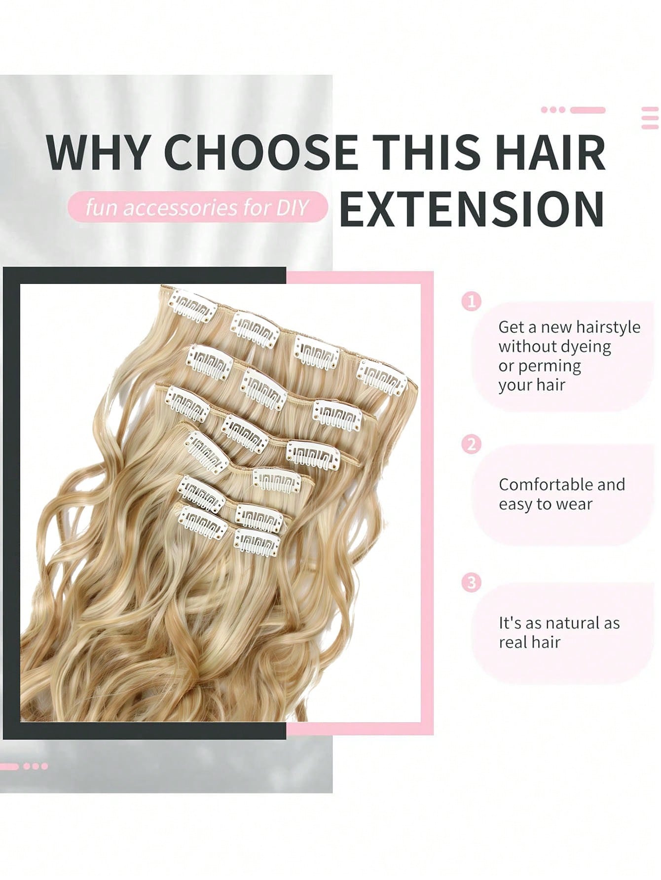 Extensão de Cabelo Longo Cacheado de 20 Polegadas - Luna Fashion Style -