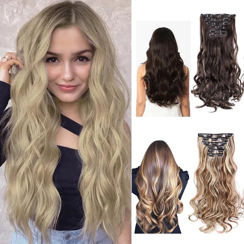 Extensões de Cabelo Sintético Ondulado com 16 Presilhas - Luna Fashion Style -