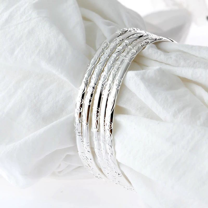 Conjunto SilverElegance - 5 Pulseiras Banhadas a Prata 925