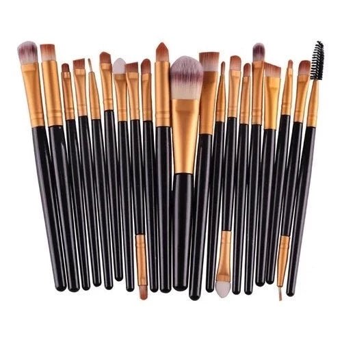 Kit 20 Pincéis Profissionais em Preto e Neon - Luna Fashion Style -