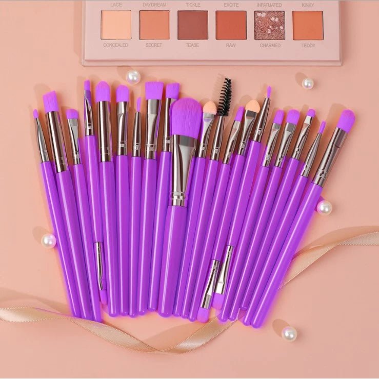 Kit 20 Pincéis Profissionais em Preto e Neon - Luna Fashion Style -