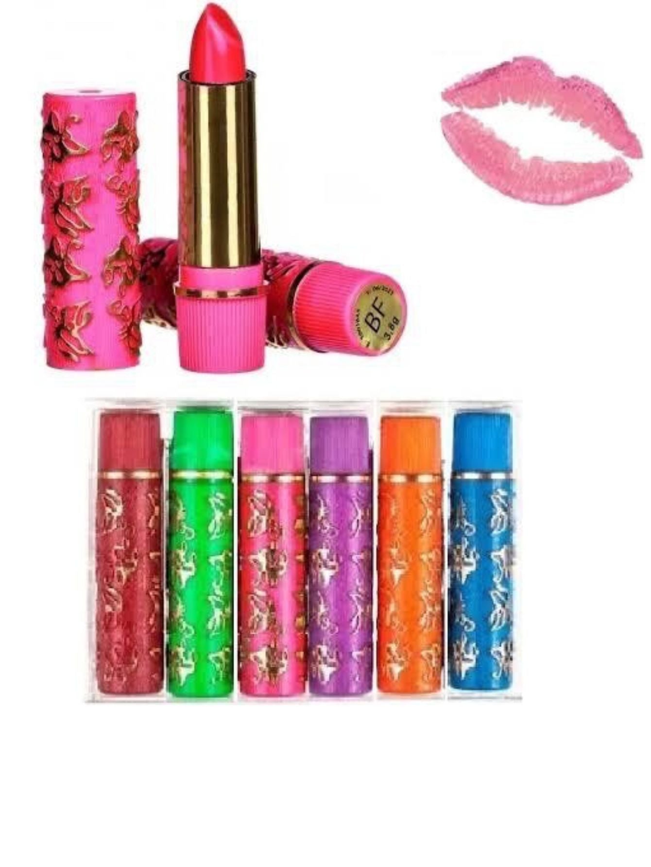 Kit com 6 Batons Mágicos Coloridos | 24h - Luna Fashion Style -