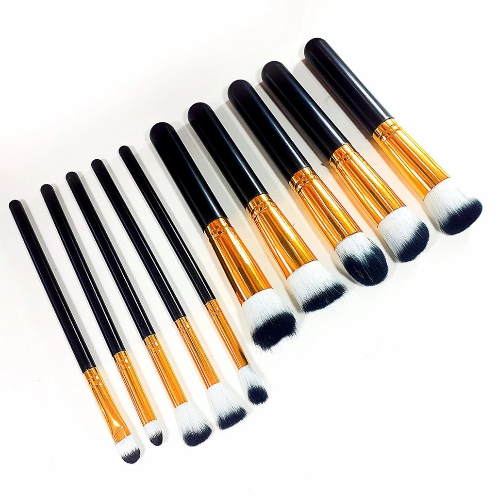 Kit de 10 Pincéis de Maquiagem Profissional - Luna Fashion Style -