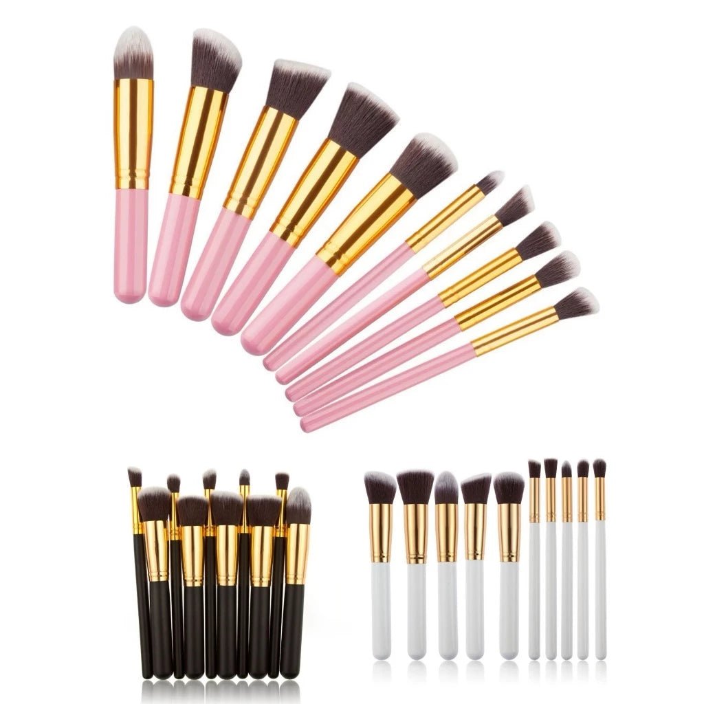 Kit de 10 Pincéis de Maquiagem Profissional - Luna Fashion Style -
