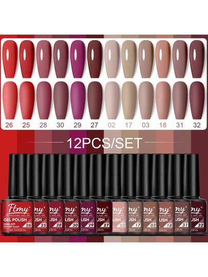 Kit de Esmaltes em Gel Ftmy | 12 Cores - Luna Fashion Style -
