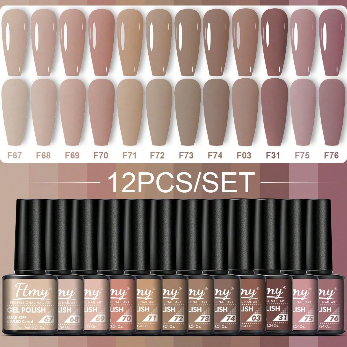 Kit de Esmaltes em Gel Ftmy | 12 Cores - Luna Fashion Style -