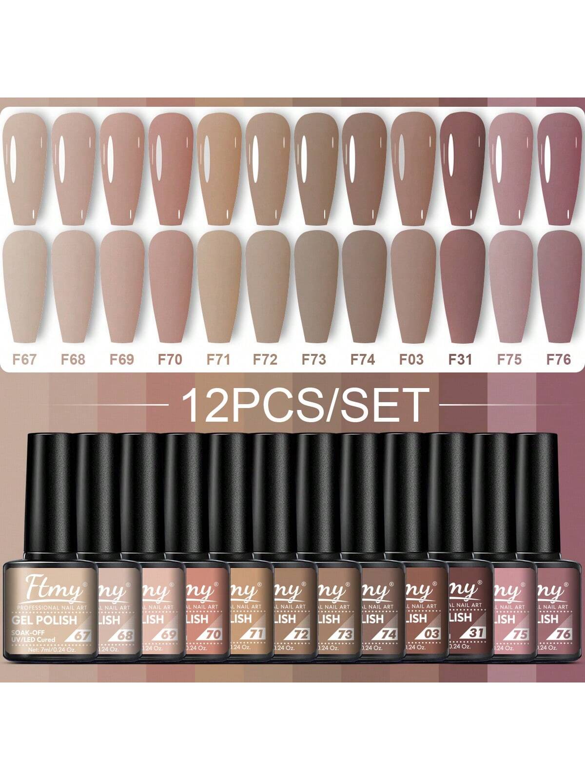 Kit de Esmaltes em Gel Ftmy | 12 Cores - Luna Fashion Style -
