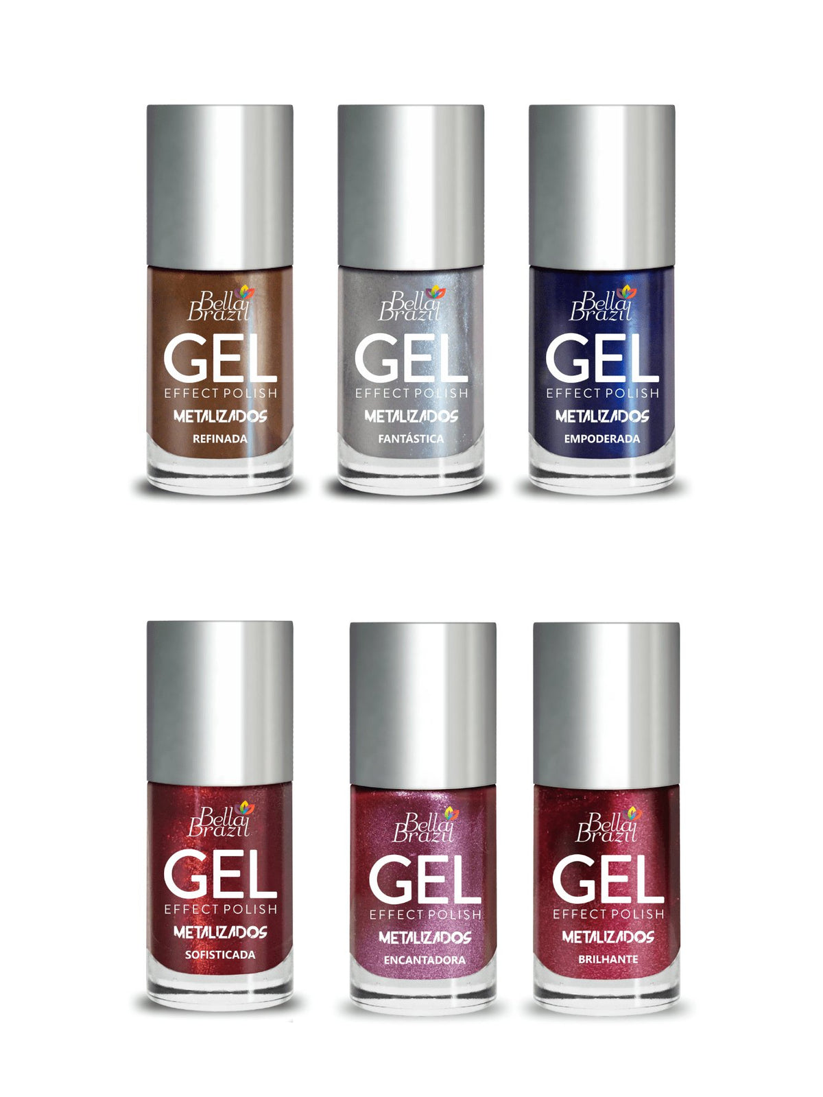 Kit de Esmaltes Metálicos Efeito Gel Bella Brazil - Luna Fashion Style -