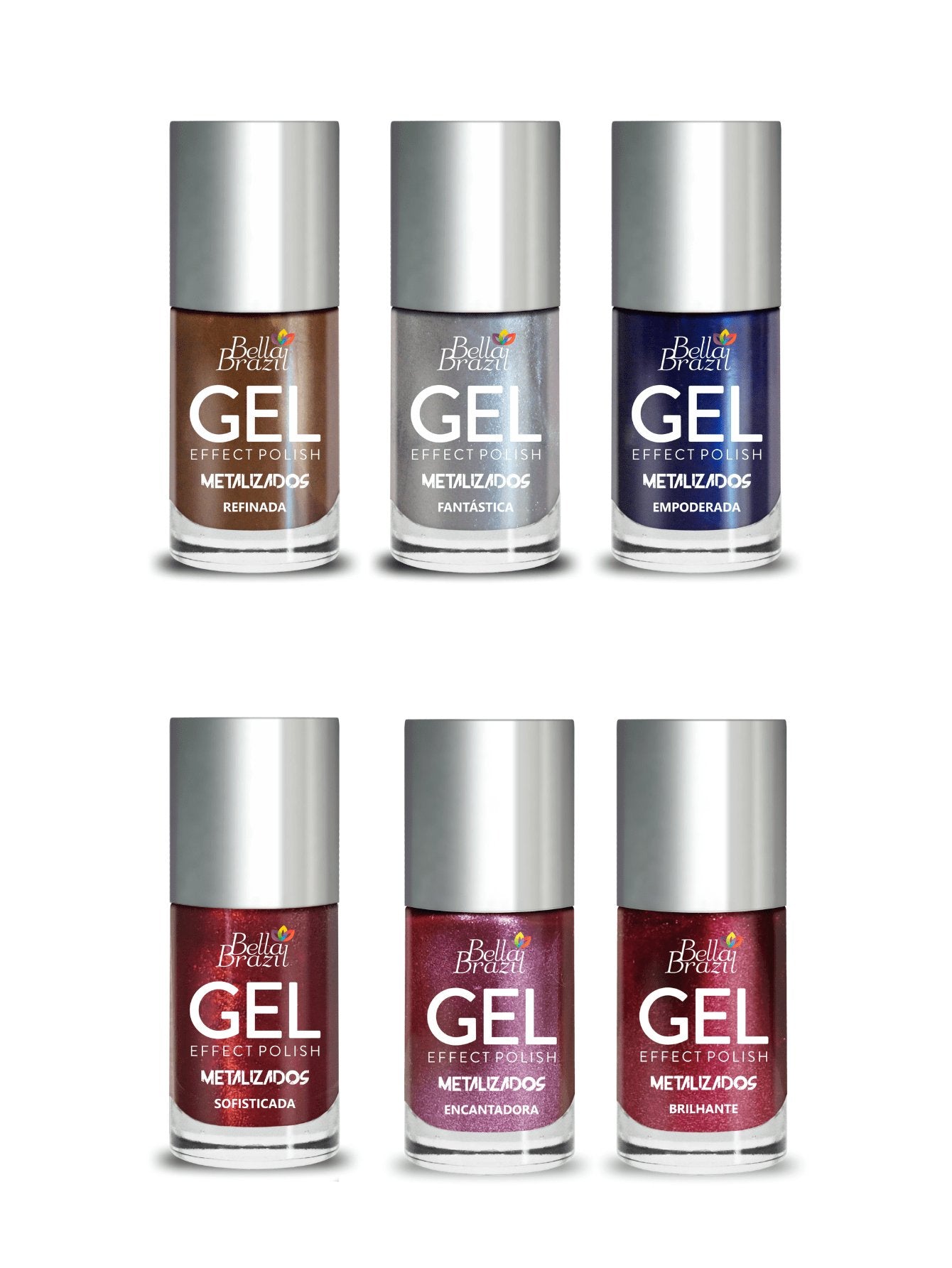 Kit de Esmaltes Metálicos Efeito Gel Bella Brazil - Luna Fashion Style -