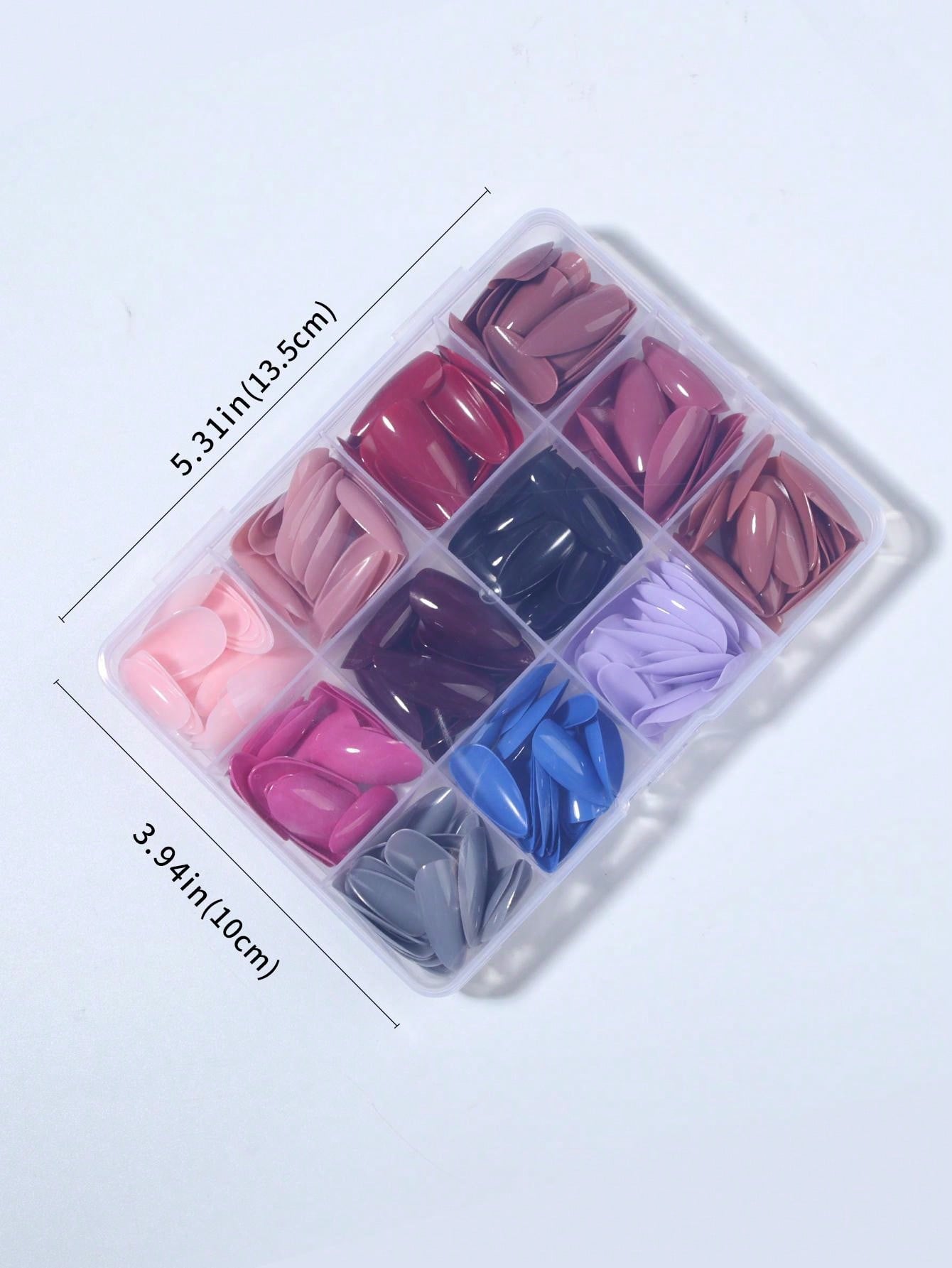 Kit de Unhas Postiças Acrílicas - 292 Peças com 12 Cores - Luna Fashion Style -