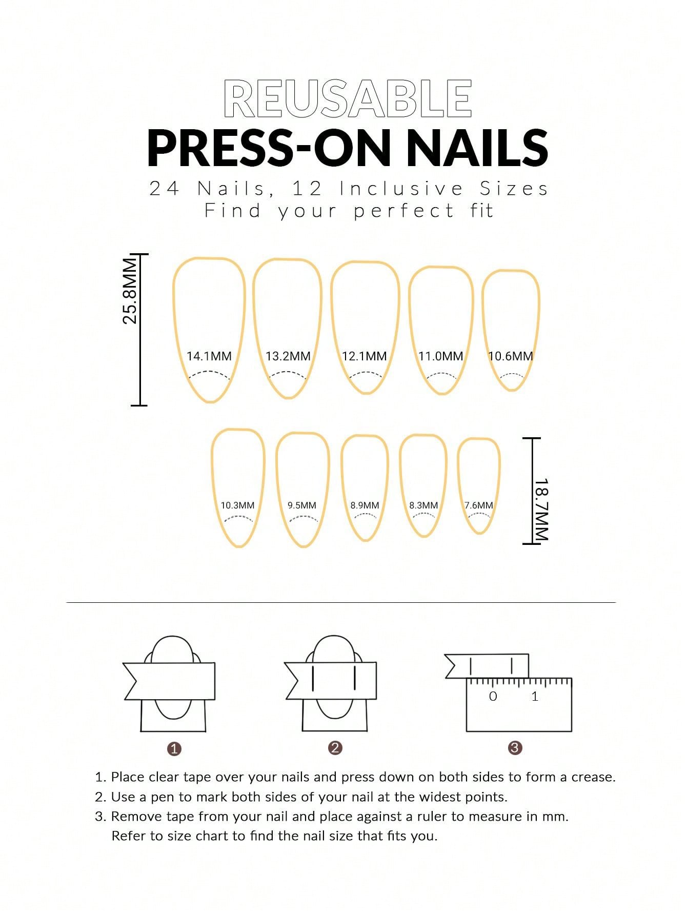 Kit de Unhas Postiças Acrílicas - 292 Peças com 12 Cores - Luna Fashion Style -