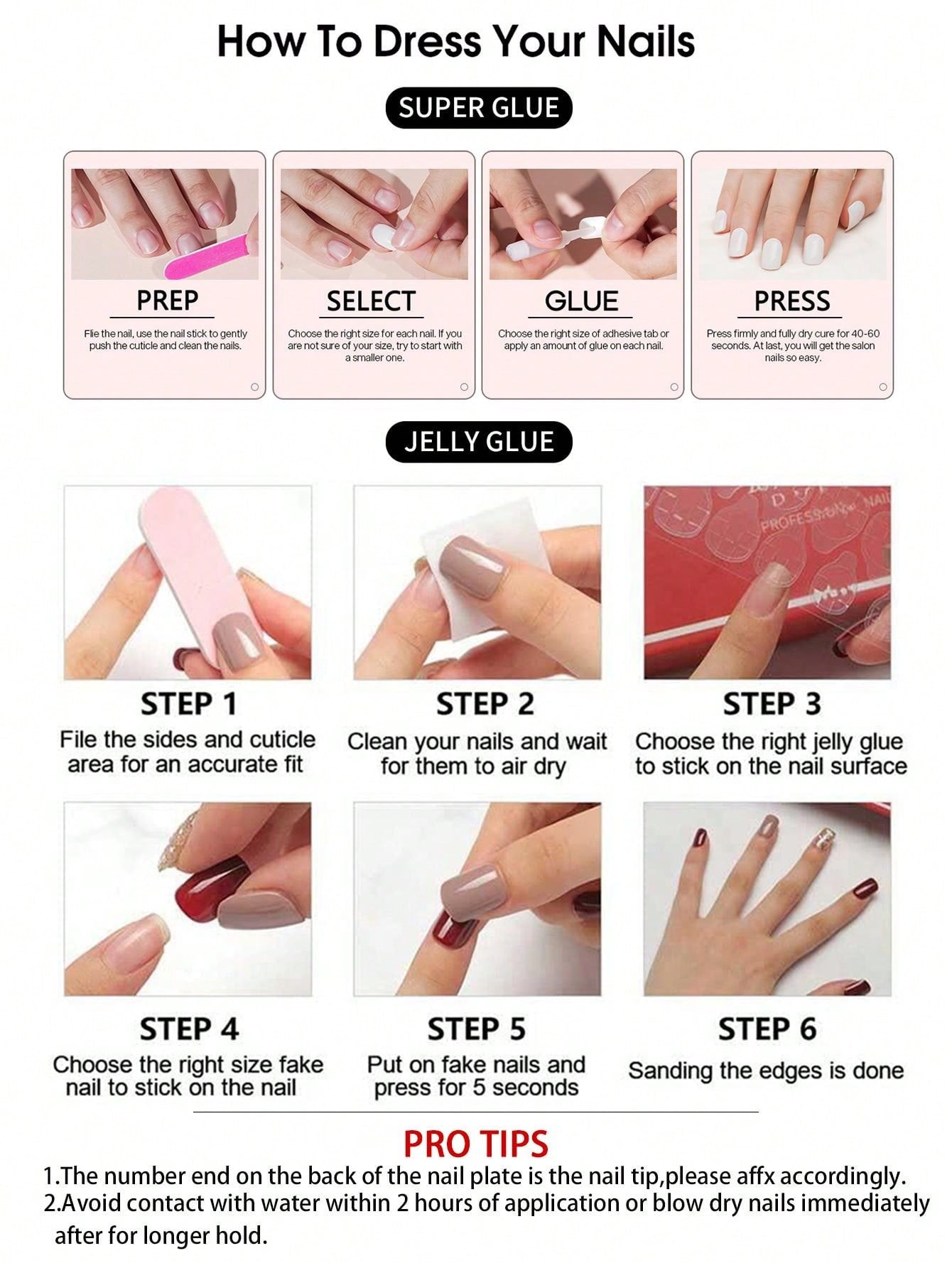 Kit de Unhas Postiças Acrílicas - 292 Peças com 12 Cores - Luna Fashion Style -