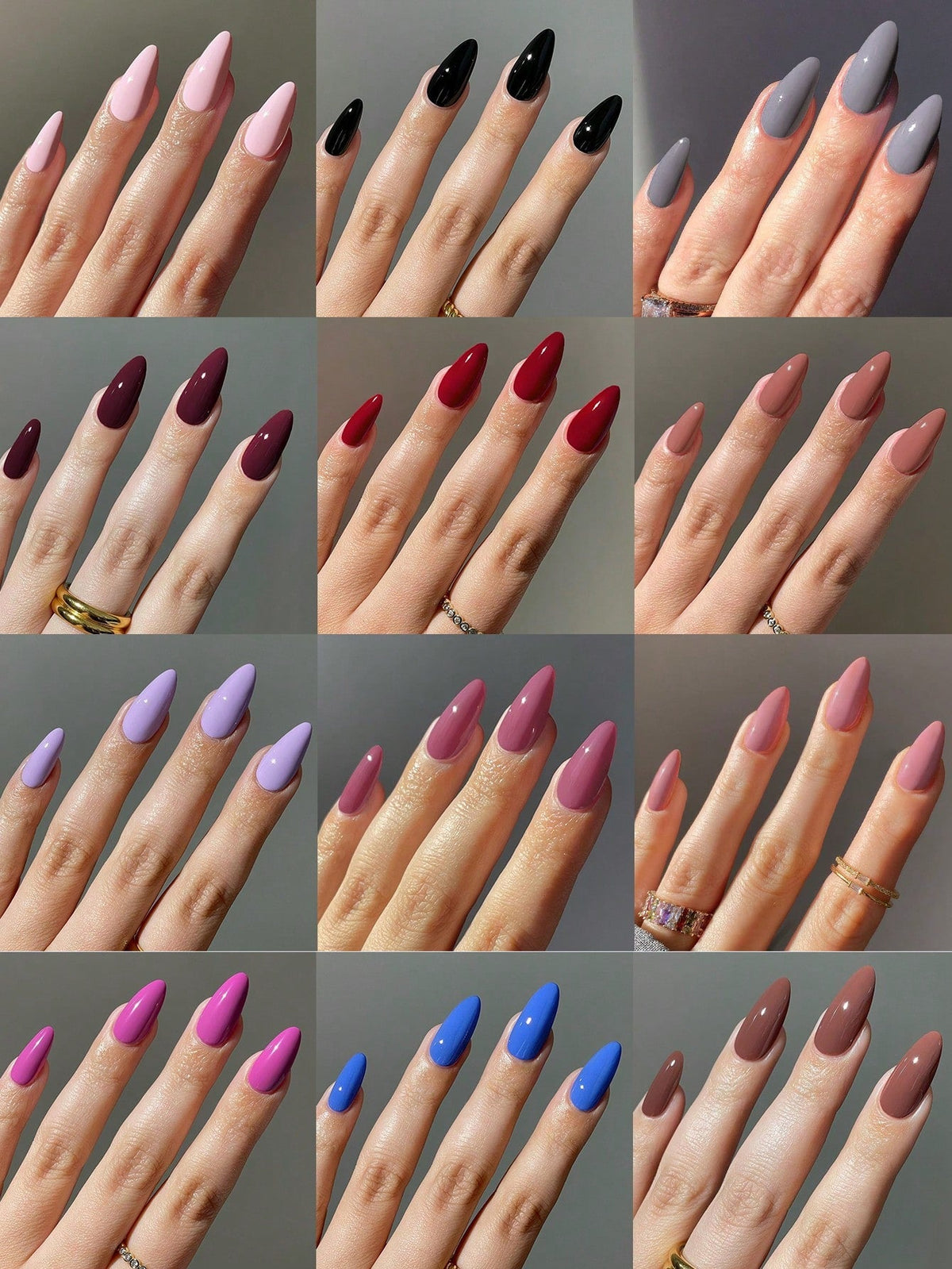 Kit de Unhas Postiças Acrílicas - 292 Peças com 12 Cores - Luna Fashion Style -