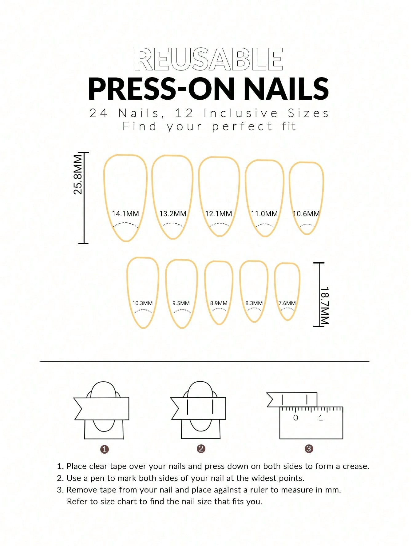Kit de Unhas Postiças Acrílicas - 292 Peças com 12 Cores - Luna Fashion Style -