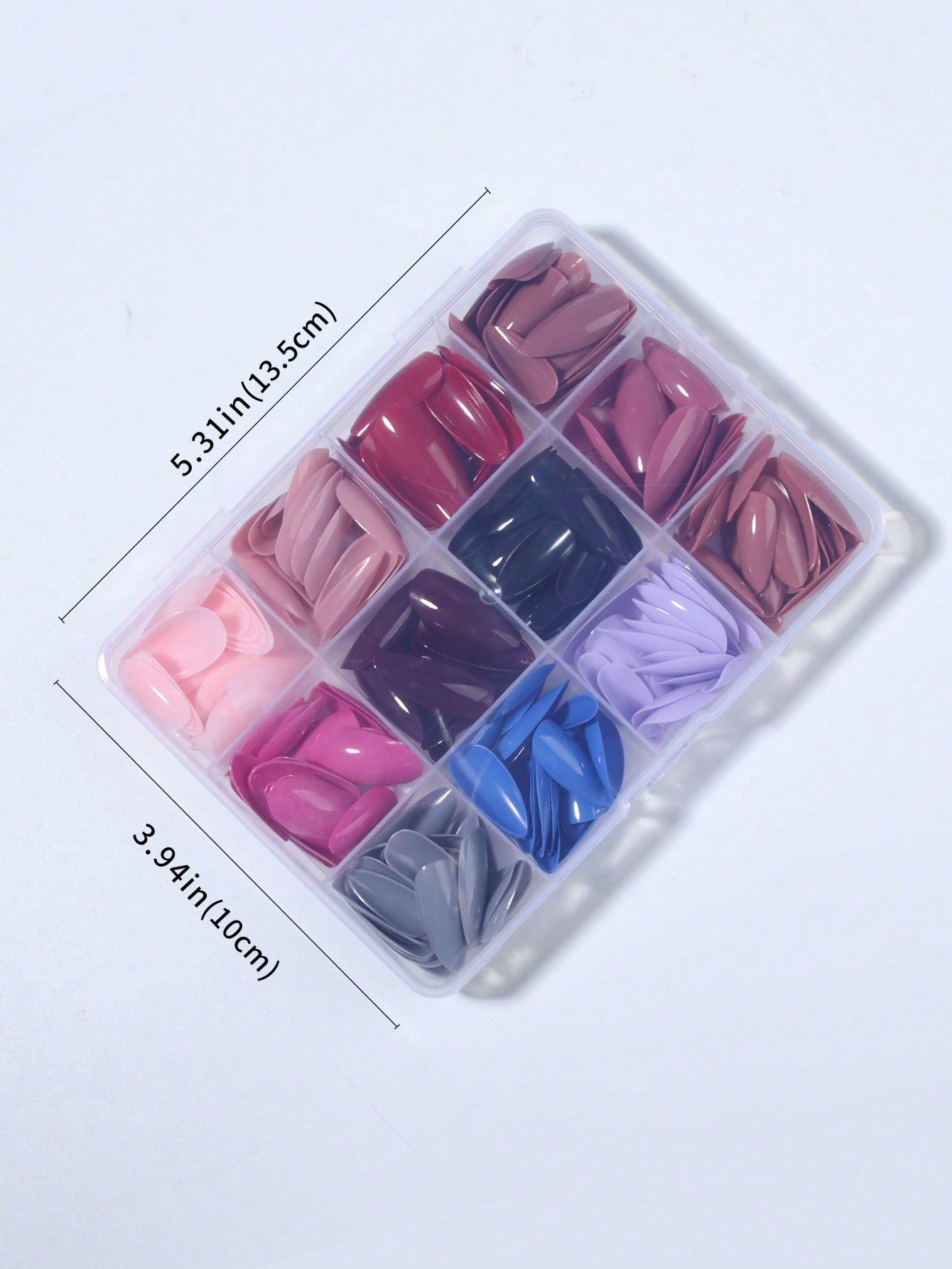 Kit de Unhas Postiças Acrílicas - 292 Peças com 12 Cores - Luna Fashion Style -