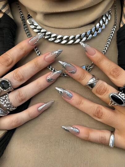 Kit de Unhas Postiças Press On Amendoado | 24 u - Luna Fashion Style -