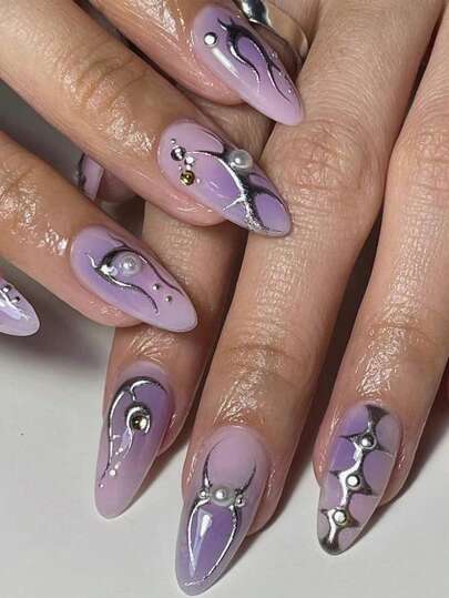 Kit de Unhas Postiças Press On Amendoado | 24 u - Luna Fashion Style -