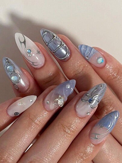 Kit de Unhas Postiças Press On Amendoado | 24 u - Luna Fashion Style -