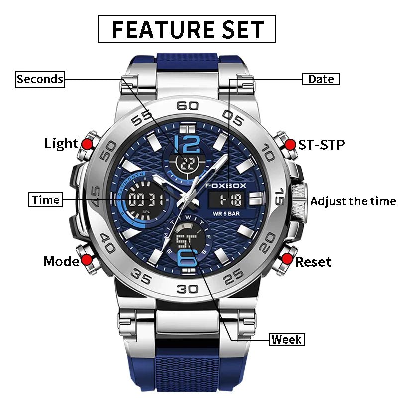 LIGE Relogio Digital Masculino | à prova d'água - Luna Fashion Style -