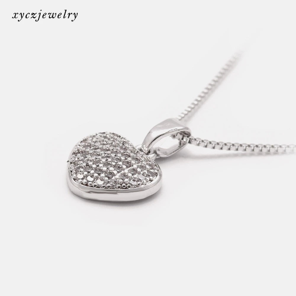 Veneziana Heart - Colar Coração Cravejado Banhado a Prata 925