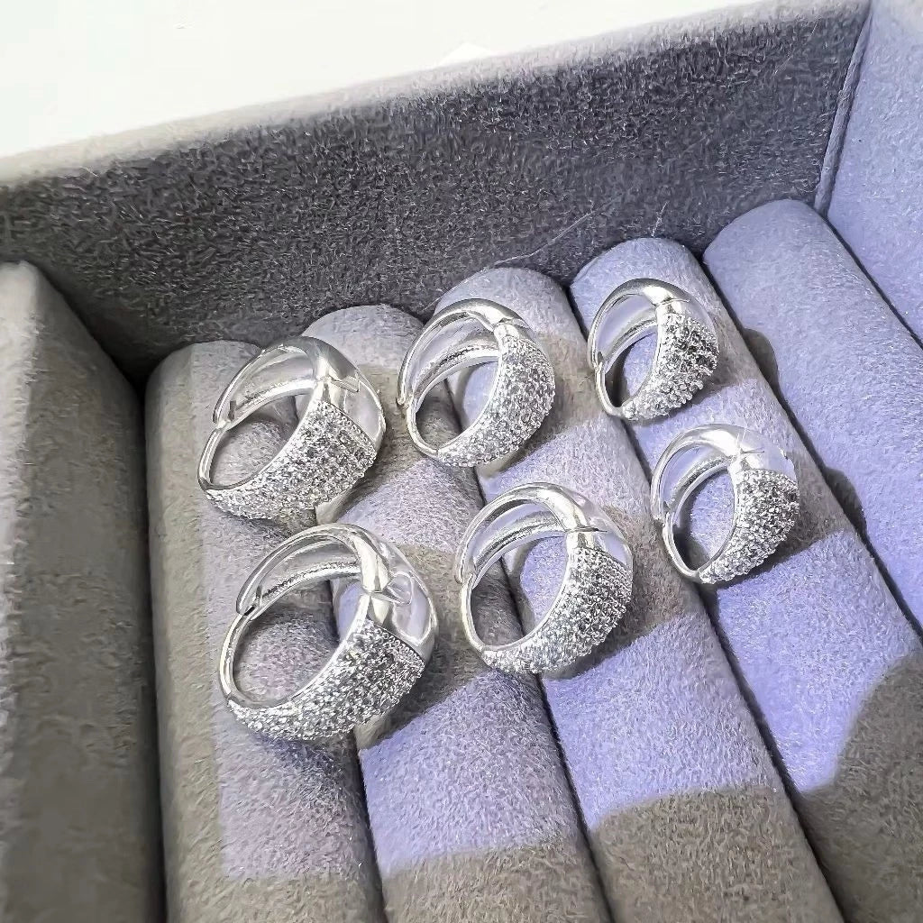 Trio Elegance - Argolinhas Gota Cravejadas em Prata 925