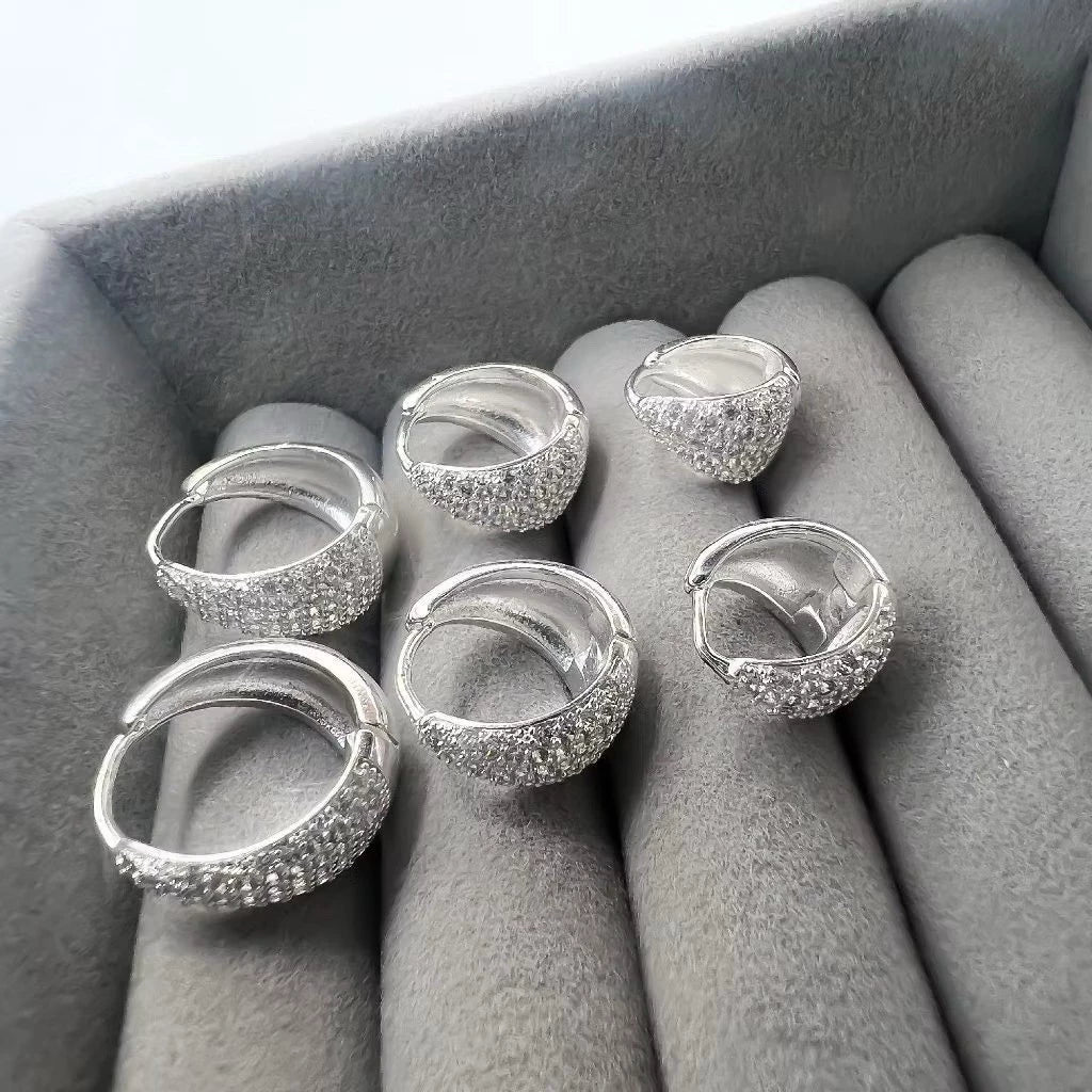 Trio Elegance - Argolinhas Gota Cravejadas em Prata 925