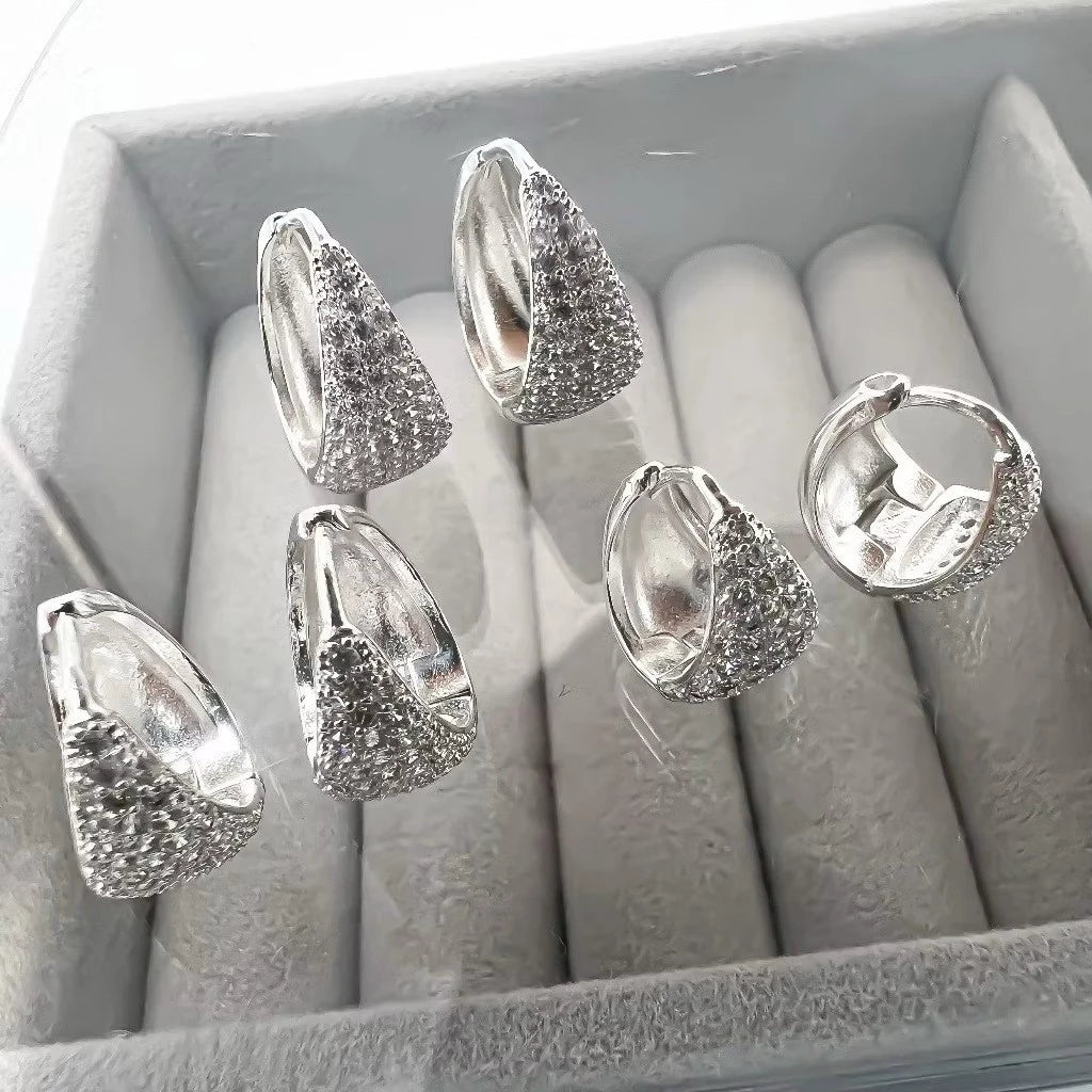 Trio Elegance - Argolinhas Gota Cravejadas em Prata 925