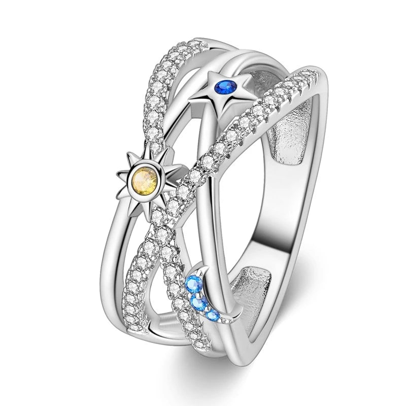 Anillo Arcoíris Elegancia - Plata 925 con Circonita en Forma de Gota de Agua