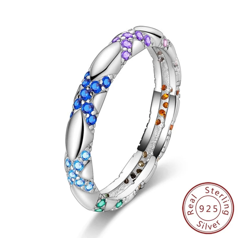Anillo Arcoíris Elegancia - Plata 925 con Circonita en Forma de Gota de Agua